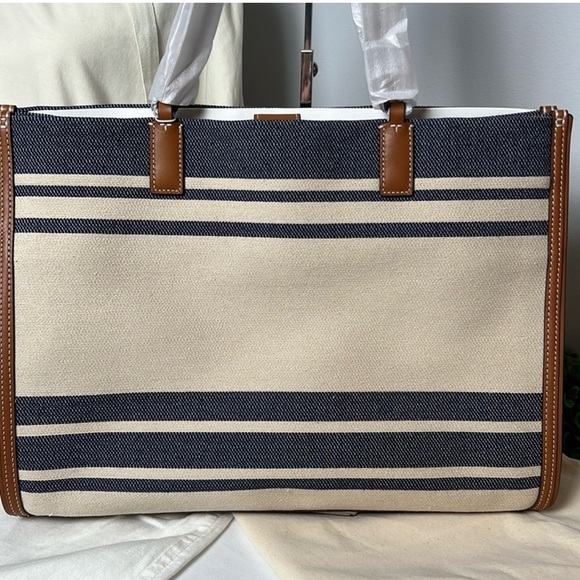 ❤️🔥TORY BURCH Ella Jacquard Stripes Tote NWT❤️🔥 - Picture 3 of 10